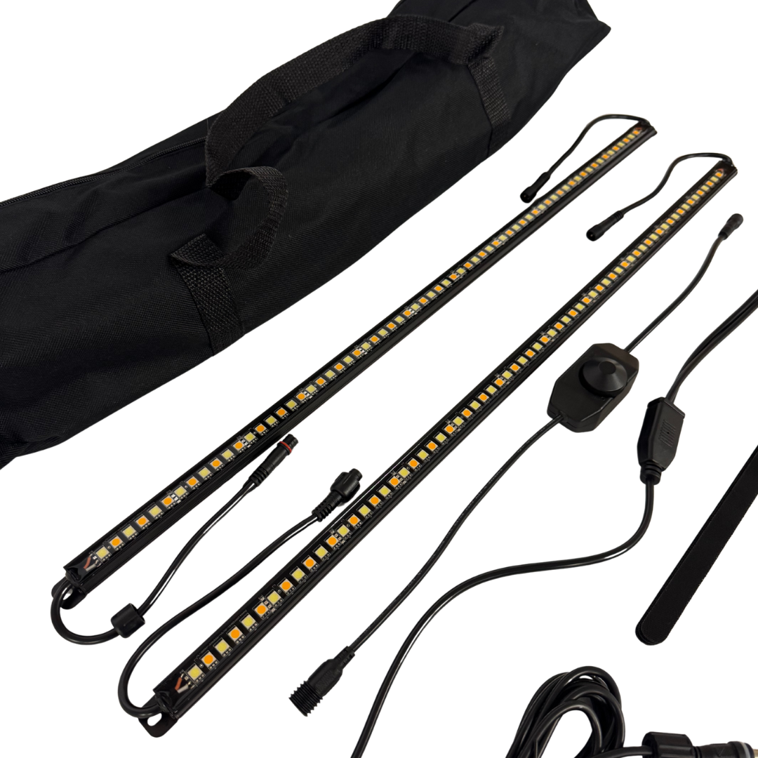 12V LED Camping Light Kit – 2x Dual Colour Bars, 6500K, IP67 Waterproof with Dimmer