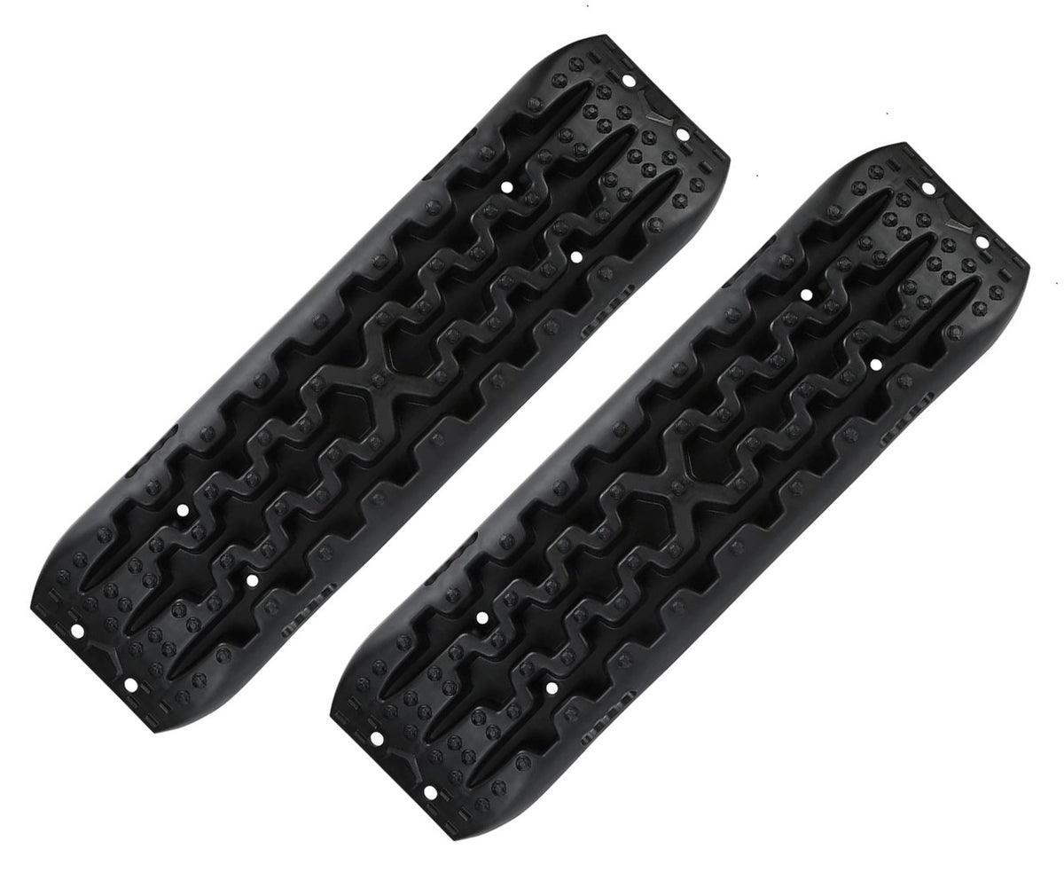 2x Black Recovery Traction Boards Sand Ladder Mud Snow Plastic Set Pair Kit 4x4