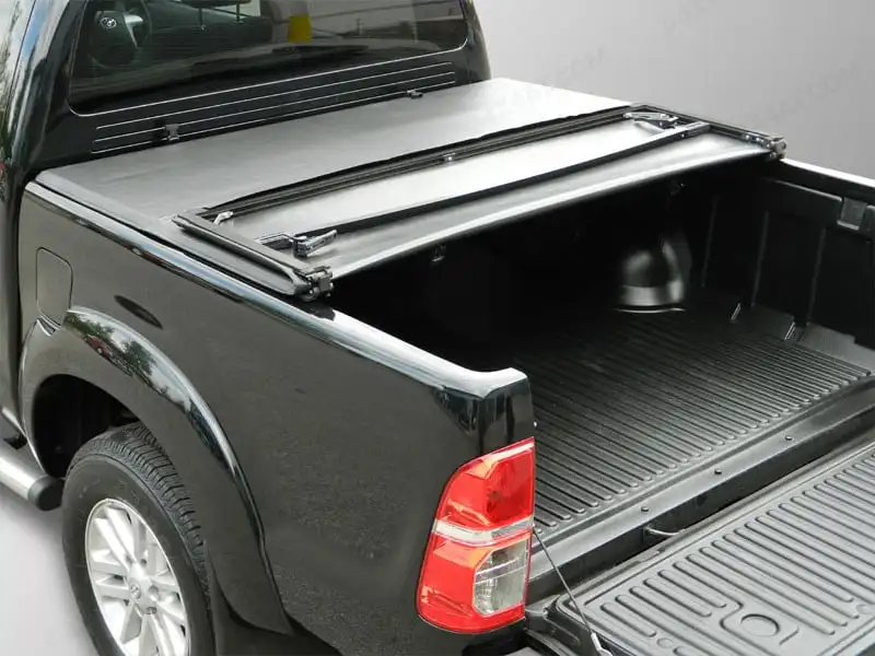 BLACK TRI-FOLD SOFT TONNEAU TRUCK BED COVER for TOYOTA HILUX REVO MK8 MK9 2015+