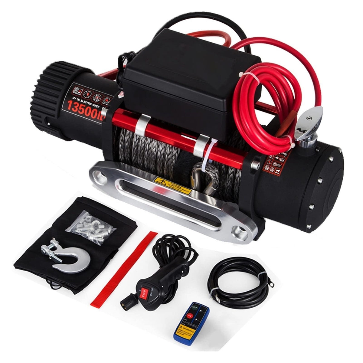 ELECTRIC WINCH 12v 13500lbs SYNTHETIC TRADE CARBON RECOVERY HEAVY DUTY -UK STOCK