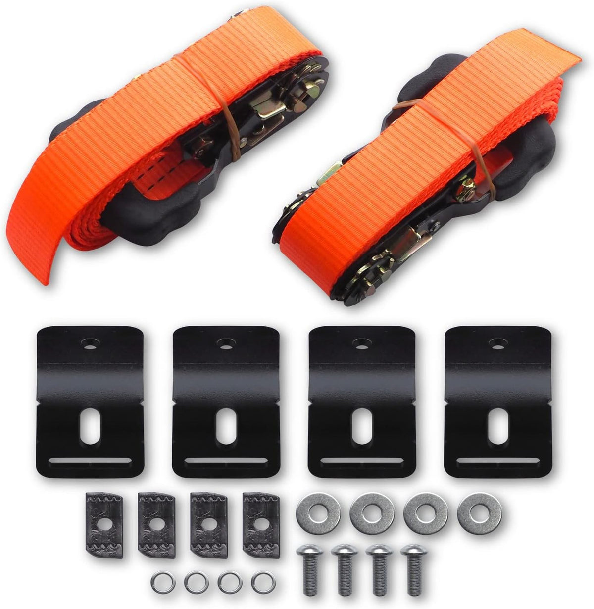 Roof Rack Mounting Ratchet Strap Kit for Traction Sand Boards - Apex4WD T Slot Design Vehicle Mount