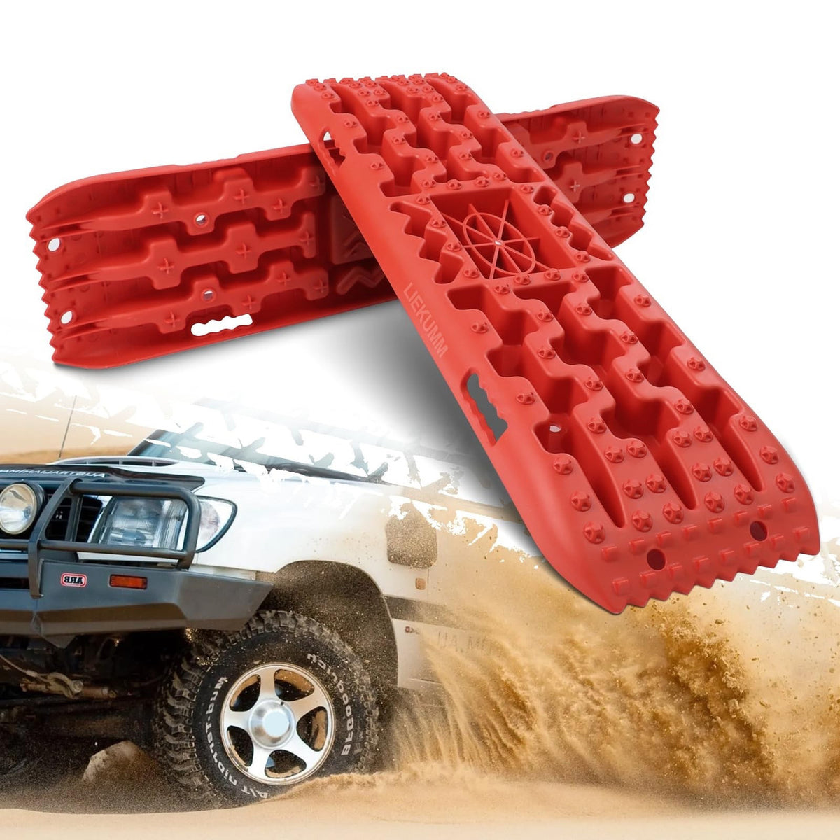 2x RED Recovery Traction Boards Sand Ladder Mud Snow Plastic Set Pair JACK BASE