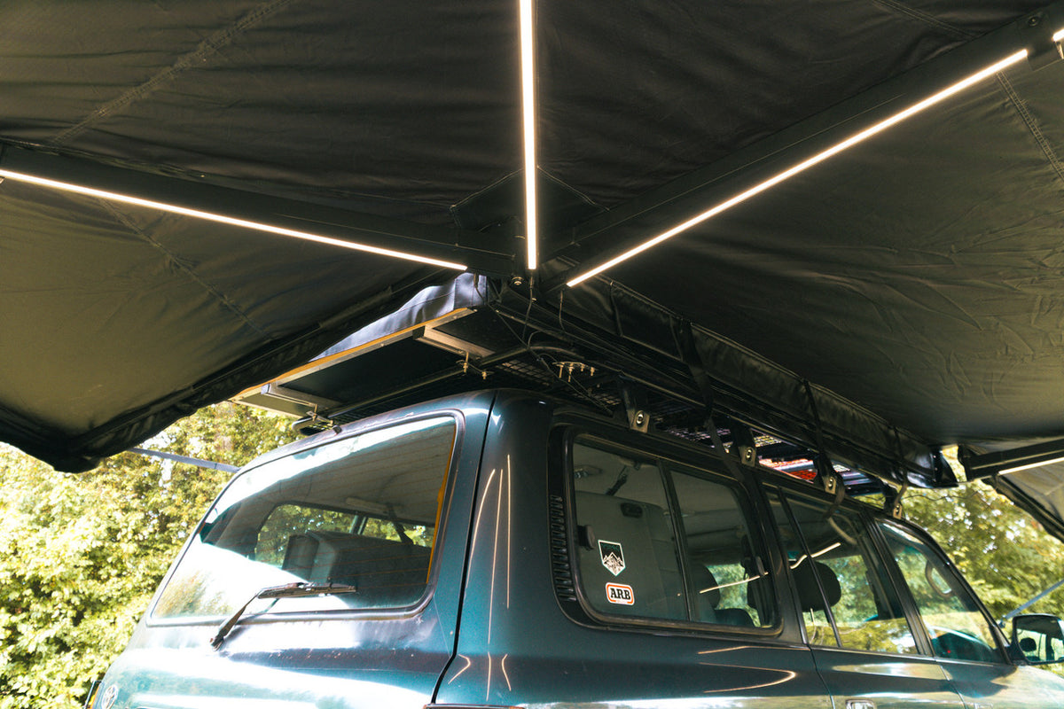 APEX4WD 270XL LED Awning - XL 2.5m Black Car 4x4 270 Degree Overland Cover