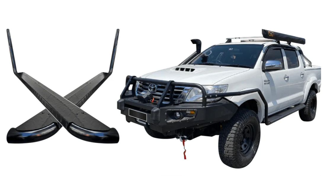 Universal Side Steps & Brush Bars for 4x4 - Steel Metal for Winch Bumper Off Road 4x4 Bullbar Oz Style