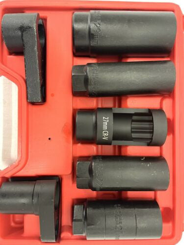 7Pcs Oxygen Sensor Socket Set Chasers Kit Thread Remove Tool Set 1/2" 3/8" Drive