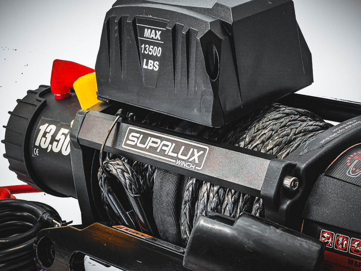SUPALUX 13500lb 12v Electric Recovery Winch Synthetic Rope IP67 6.5hp 4x4 NEW