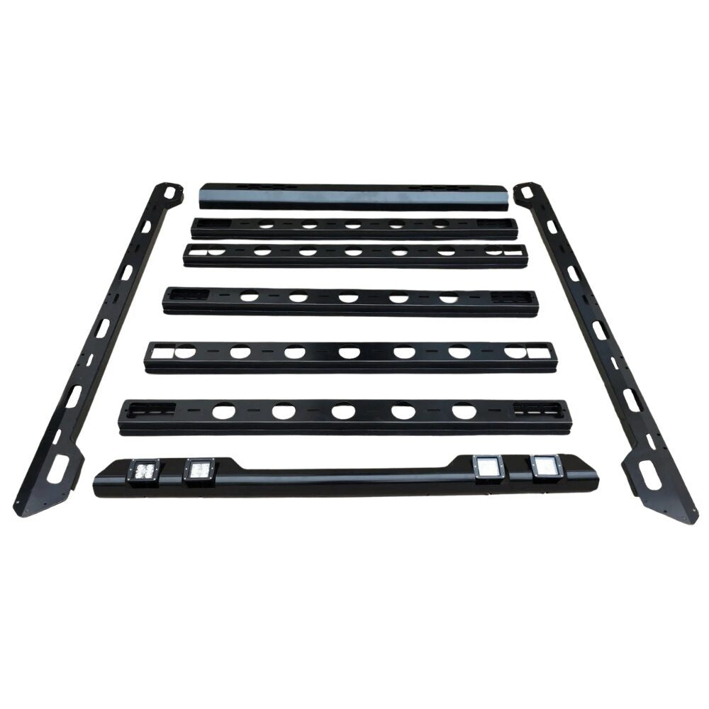 Steel Roof Cage 220 x 125cm Storage Utility Overland Roof Basket Rack with LED LIGHTS