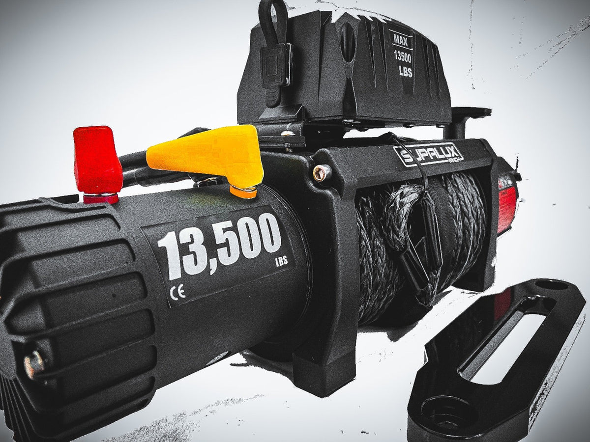 SUPALUX 13500lb 12v Electric Recovery Winch Synthetic Rope IP67 6.5hp 4x4 NEW