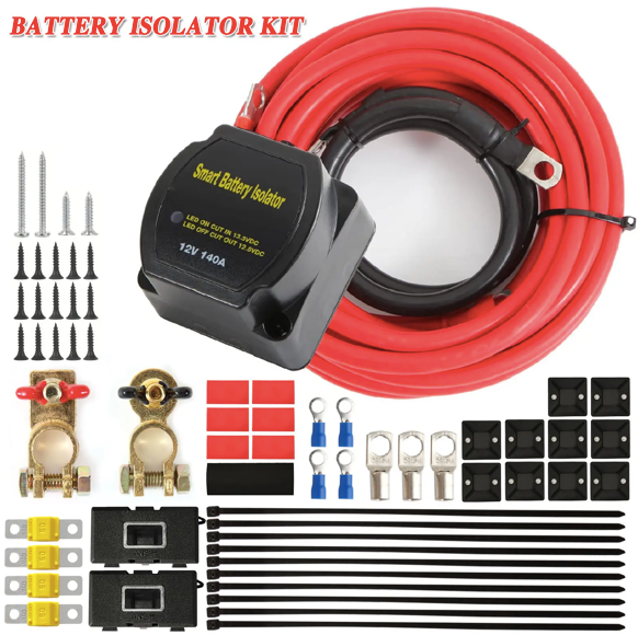 12v DC Dual Battery Smart Isolator with Wiring Install Kit