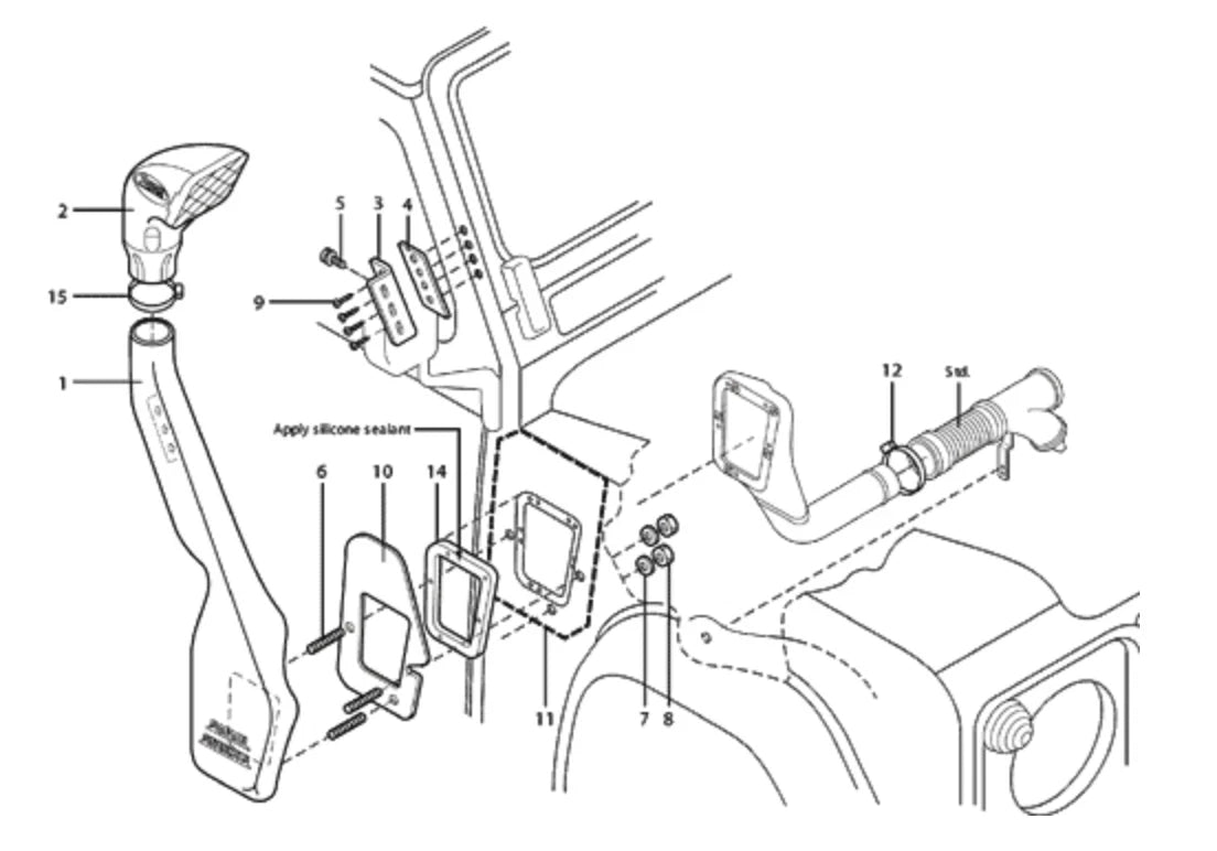 SNORKEL For LAND ROVER DEFENDER TD5 Raised Air Intake Kit (1999+) 4x4 Off Road