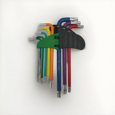 9pc Allen Key Set Torx Metric Ball Star End Hex Long Folding Wrench Colour Coded