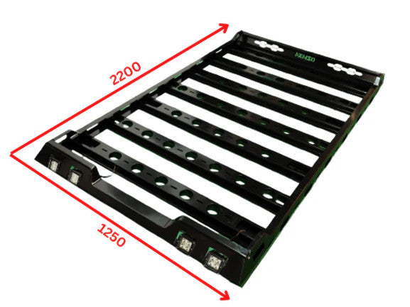 Steel Roof Cage 220 x 125cm Storage Utility Overland Roof Basket Rack with LED LIGHTS
