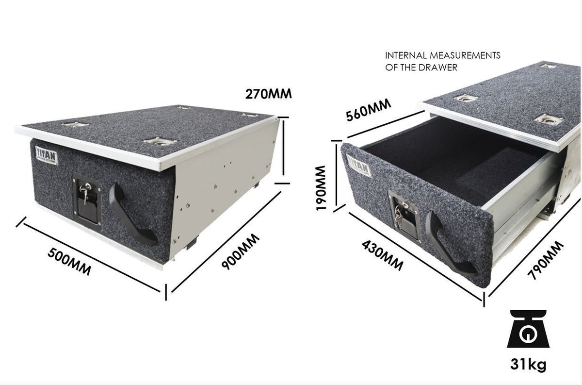 900mm Fixed Top Single Drawer - Boot Build System 4x4 Overland Storage