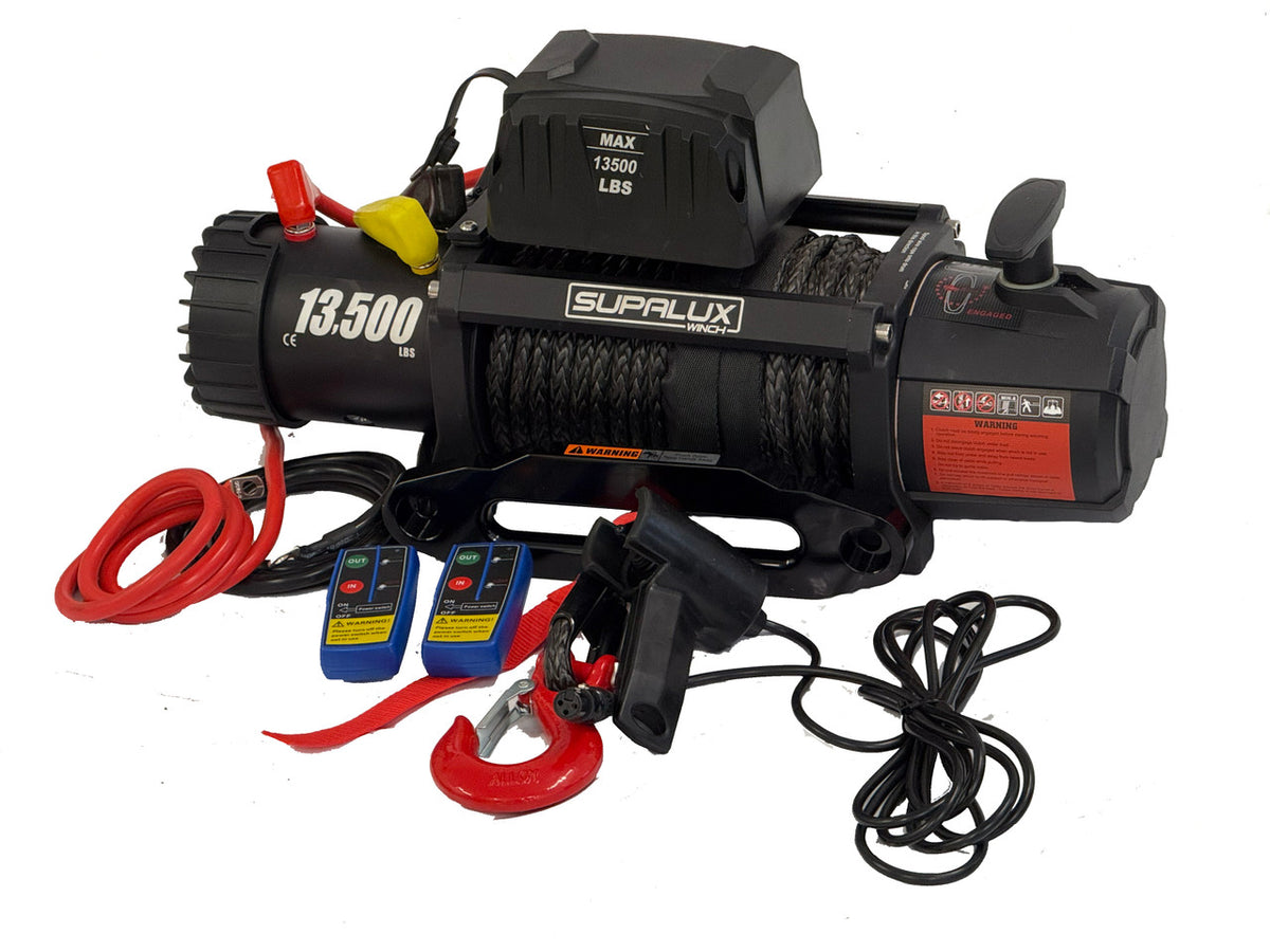 SUPALUX 13500lb 12v Electric Recovery Winch Synthetic Rope IP67 6.5hp 4x4 NEW