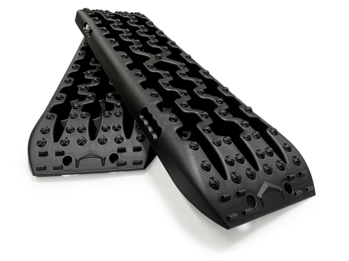 2x Black Recovery Traction Boards Sand Ladder Mud Snow Plastic Set Pair Kit 4x4