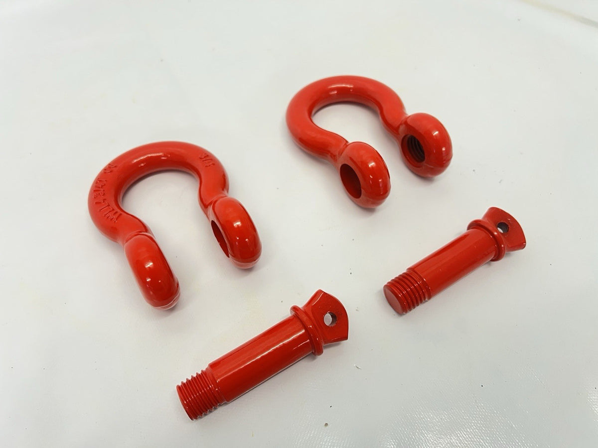 2x Lifting Bow Shackle Screw Pin 4.75T Towing Recovery 4 3/4T 4x4 Red PAIR 3/4”