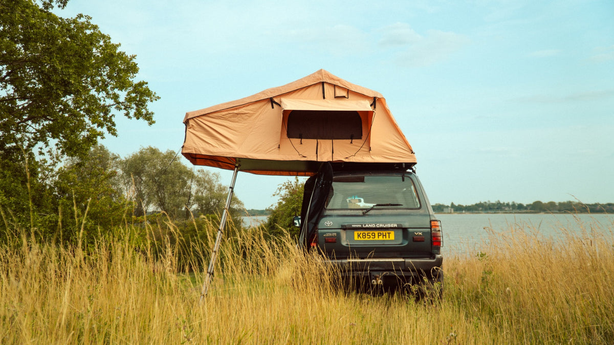 Apex4WD Foldout 3 Person Roof Top Camping Tent Khaki Beige Overland Camp 4x4