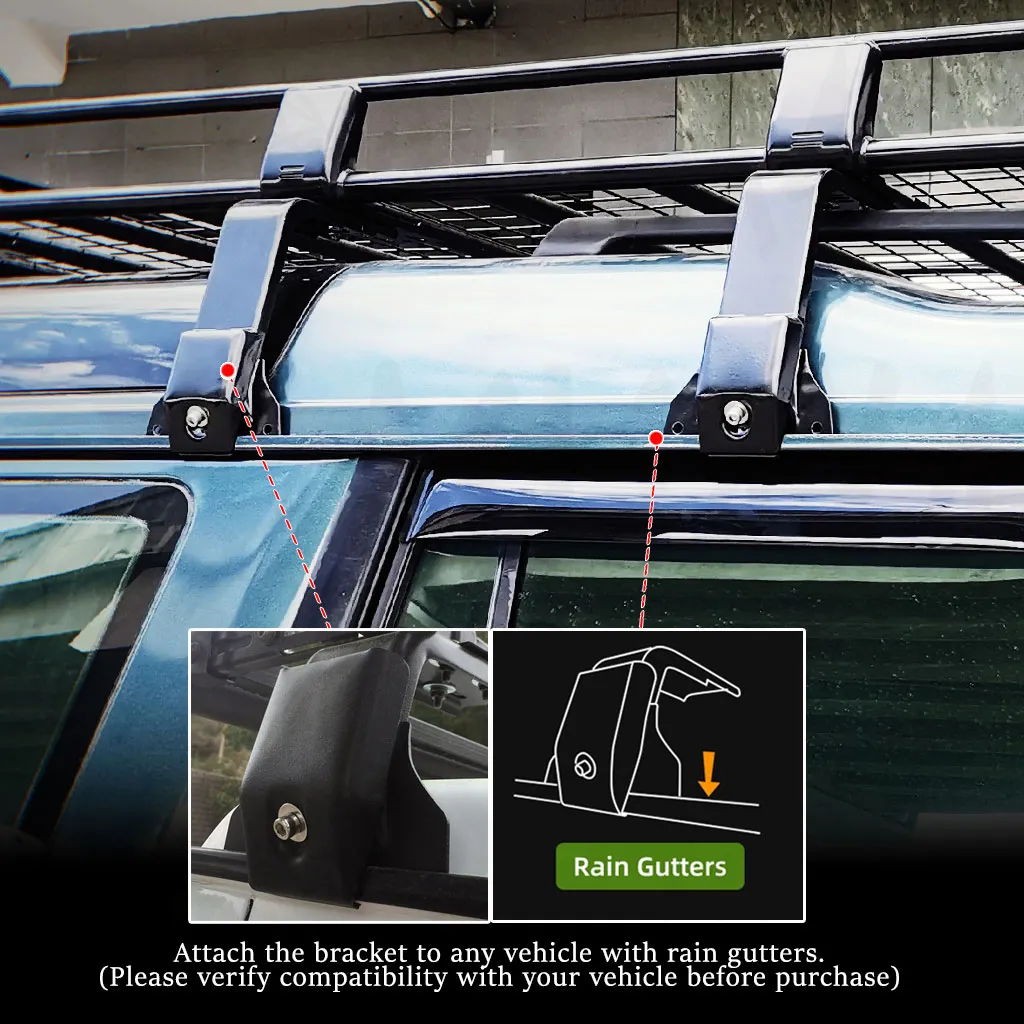 8x Replacement 6-inch 15cm Bracket for Apex4WD STEEL Roof Racks Set Gutter Mount