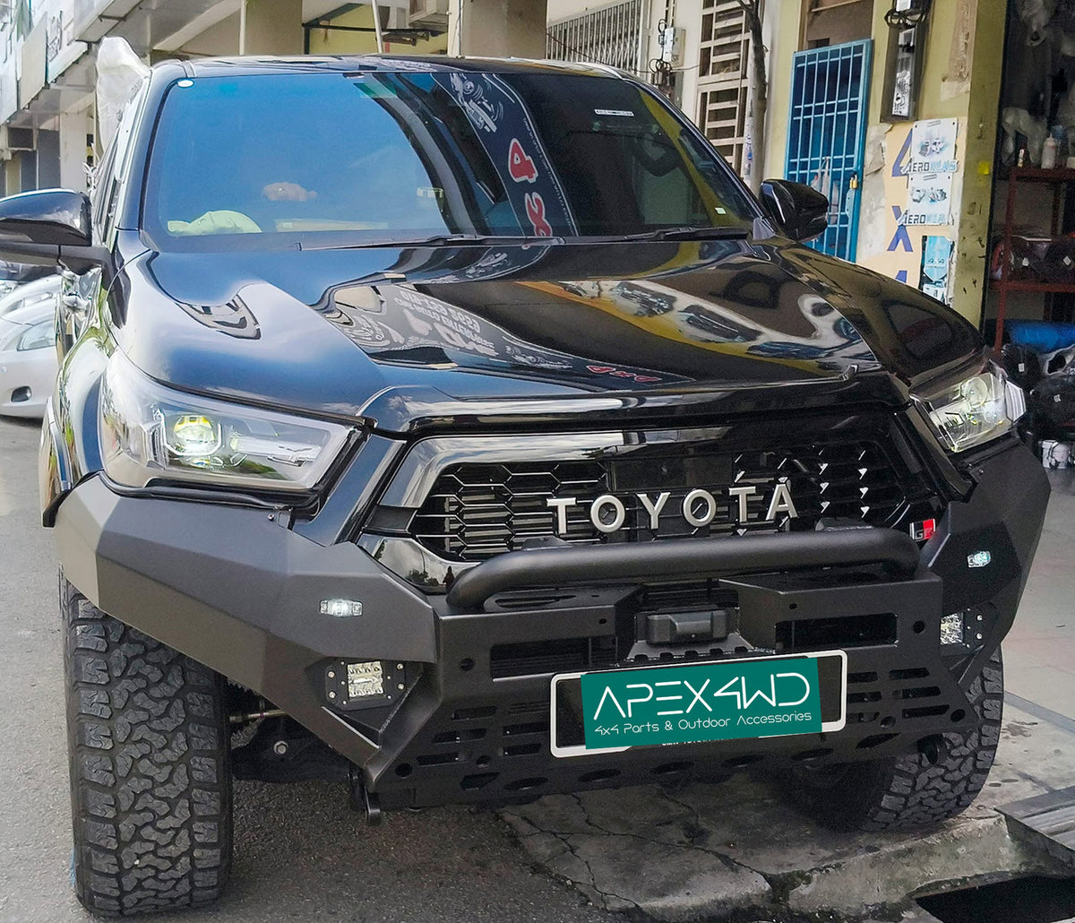 Steel Winch Bumper for Toyota Hilux Mk8 (2020+) Metal Bull Bar Oz Style (Mk9 Revo/ Rocco)
