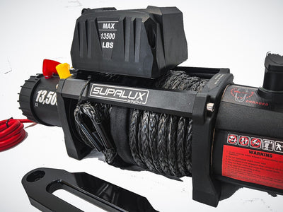 SUPALUX 13500lb 12v Electric Recovery Winch Synthetic Rope IP67 6.5hp 4x4 NEW