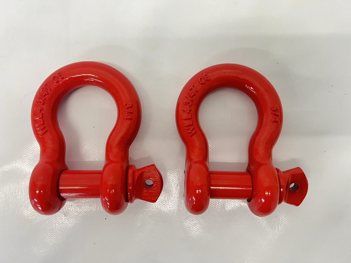 2x Lifting Bow Shackle Screw Pin 4.75T Towing Recovery 4 3/4T 4x4 Red PAIR 3/4”