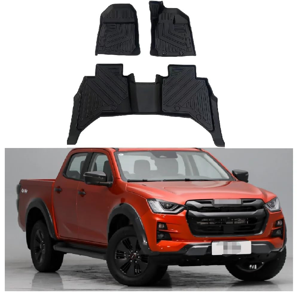 3D Custom Floor Mats TPE All Weather Car Liner For Isuzu D Max Mk2 Double Cab 2020+ (Manual & Automatic)