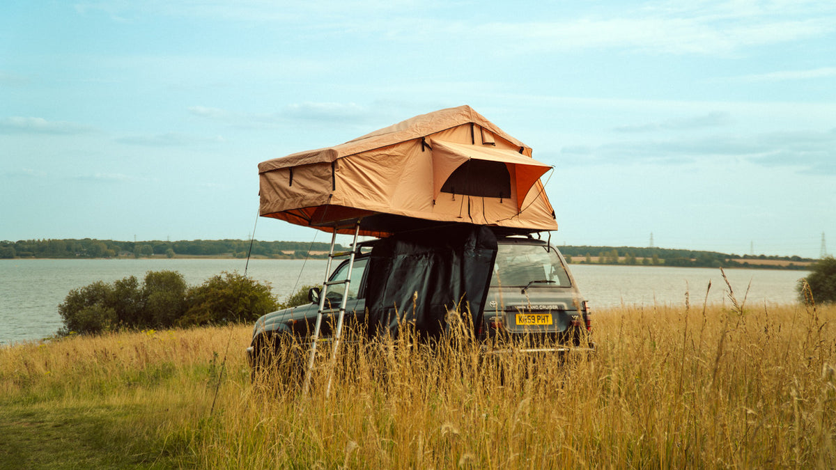 Apex4WD Foldout 3 Person Roof Top Camping Tent Khaki Beige Overland Camp 4x4