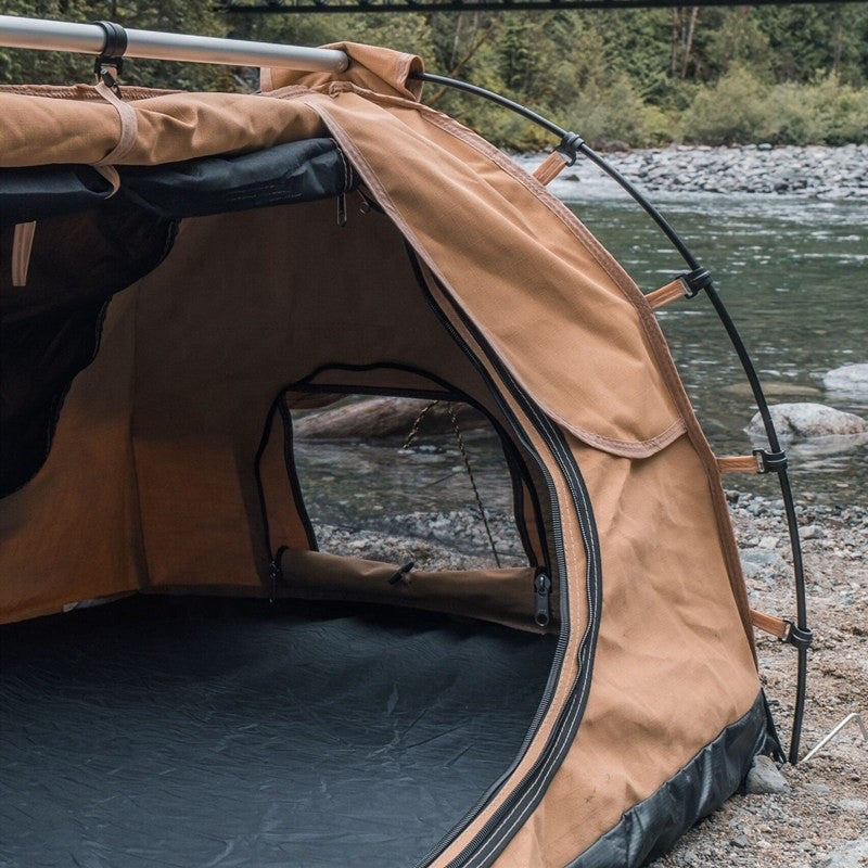 Deluxe Single Swag Tent by APEX4WD - 1 Man Khaki Dome Double Outdoor Camping 4x4