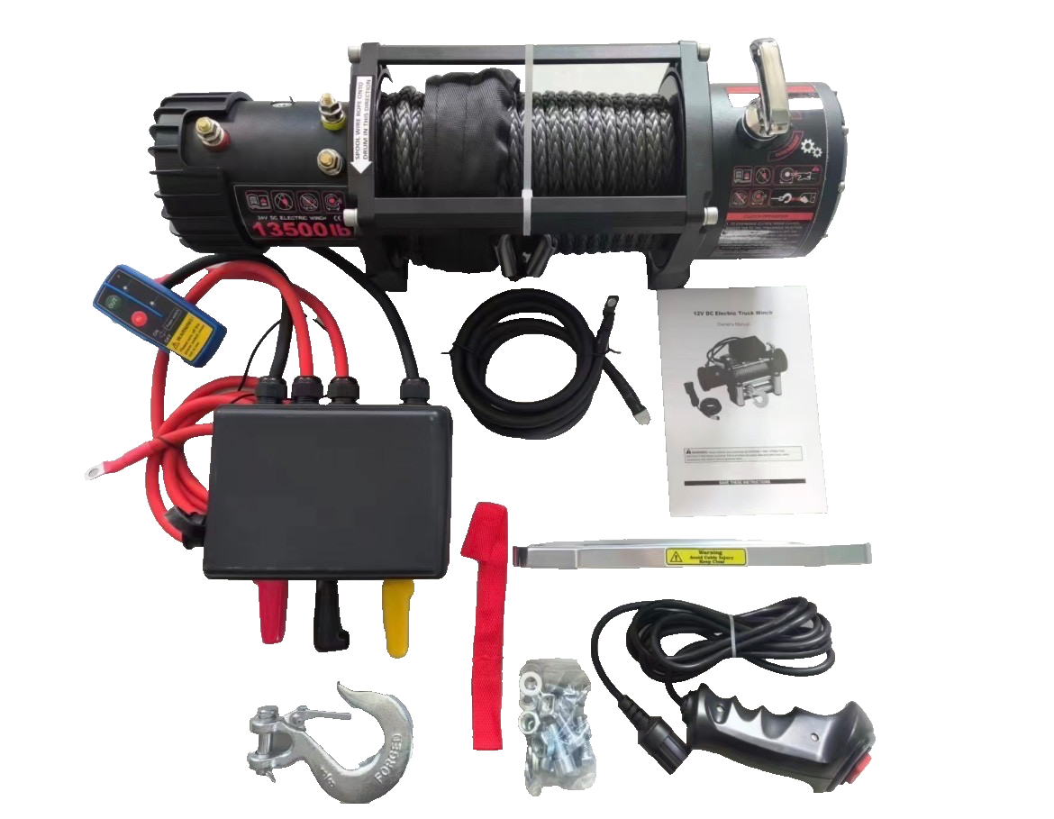 ELECTRIC WINCH 12v 13500lbs SYNTHETIC TRADE CARBON RECOVERY HEAVY DUTY -UK STOCK