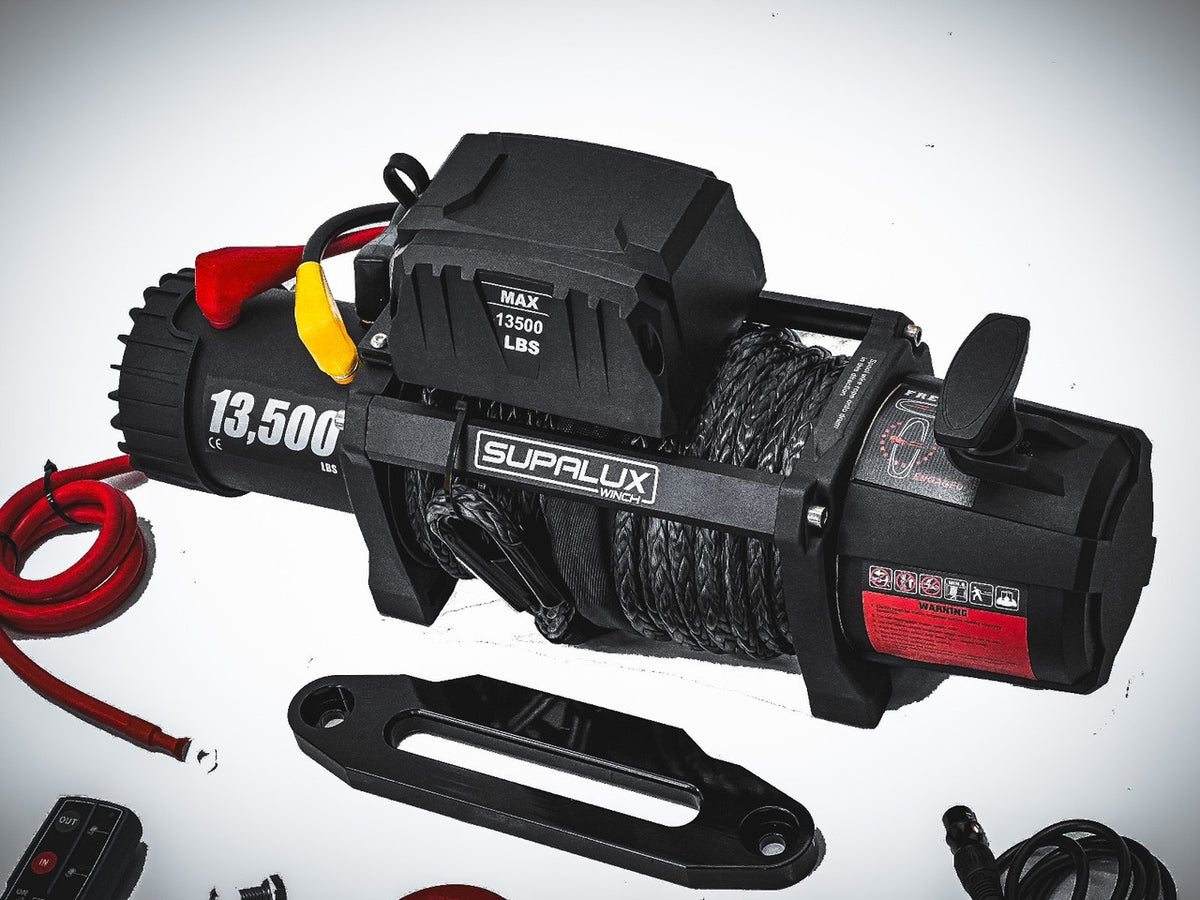 SUPALUX 13500lb 12v Electric Recovery Winch Synthetic Rope IP67 6.5hp 4x4 NEW