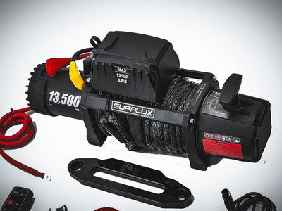 SUPALUX 13500lb 12v Electric Recovery Winch Synthetic Rope IP67 6.5hp 4x4 NEW