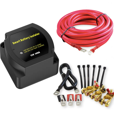 12v DC Dual Battery Smart Isolator with Wiring Install Kit