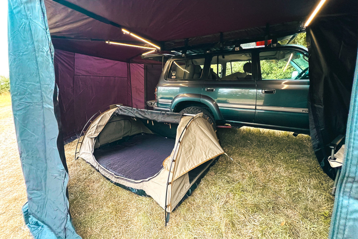 APEX4WD 270XL LED Awning - XL 2.5m Black Car 4x4 270 Degree Overland Cover