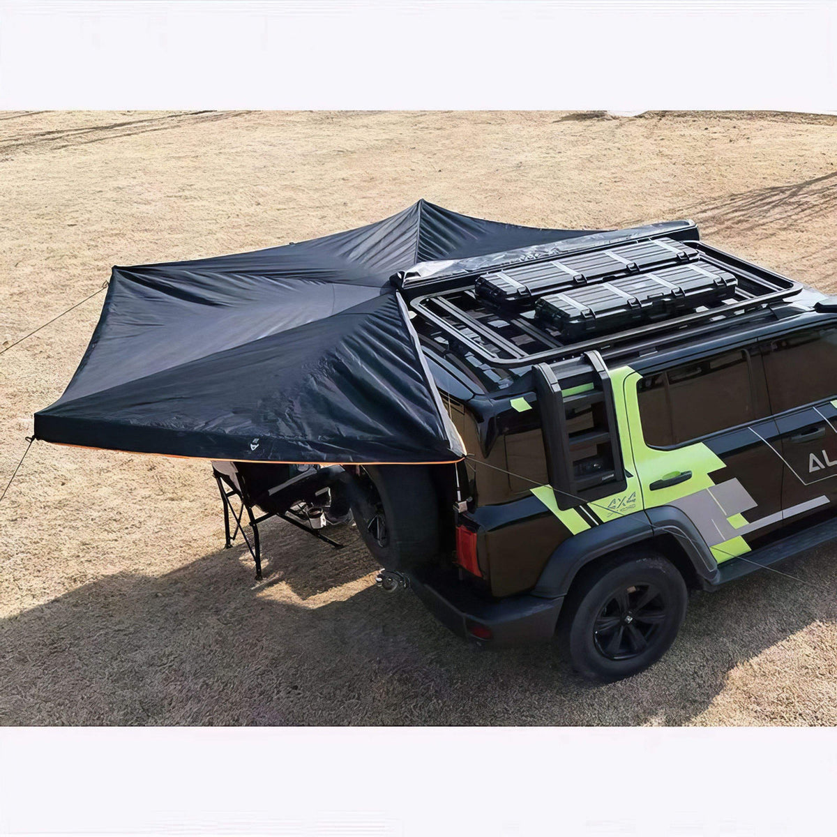 Apex4WD BLACK 270-Degree Awning - Left Side Expedition Fold-out Vehicle Camping Tent