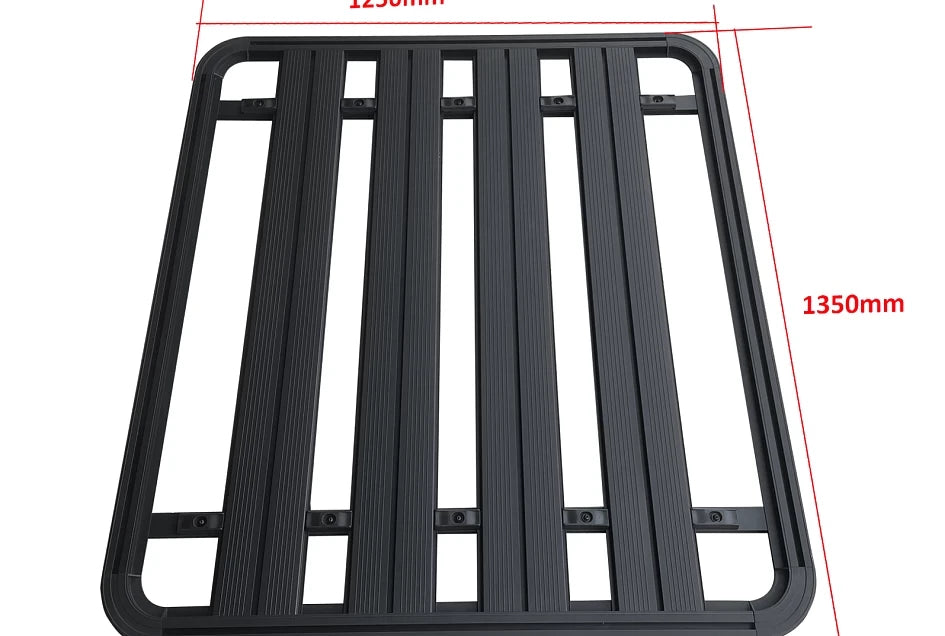 Aluminium Roof Rack 135x125cm Black - Slimline Fitment Flat Slim -Roof Cage ONLY
