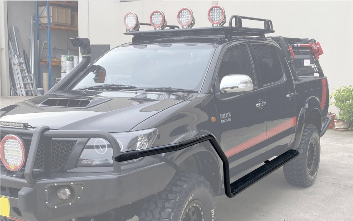 Universal Side Steps & Brush Bars for 4x4 - Steel Metal for Winch Bumper Off Road 4x4 Bullbar Oz Style