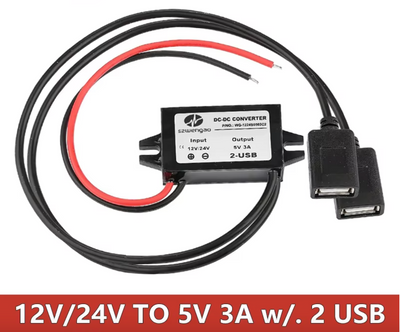 DC-DC 12V to DC 5V 3A Dual USB Adapter Converter Module for Car, 4x4, RV Phone Charger