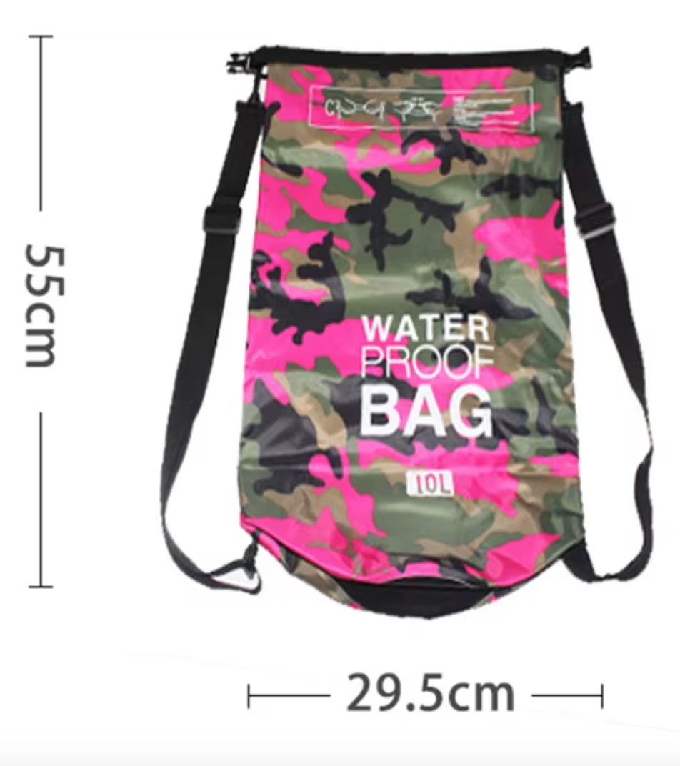 Camo Waterproof Dry Bag - 10L & 20L - Heavy Duty Storage Bag for Camping, Boating, Kayaking, SUP, 4x4, Off Road, Travel, Adventure