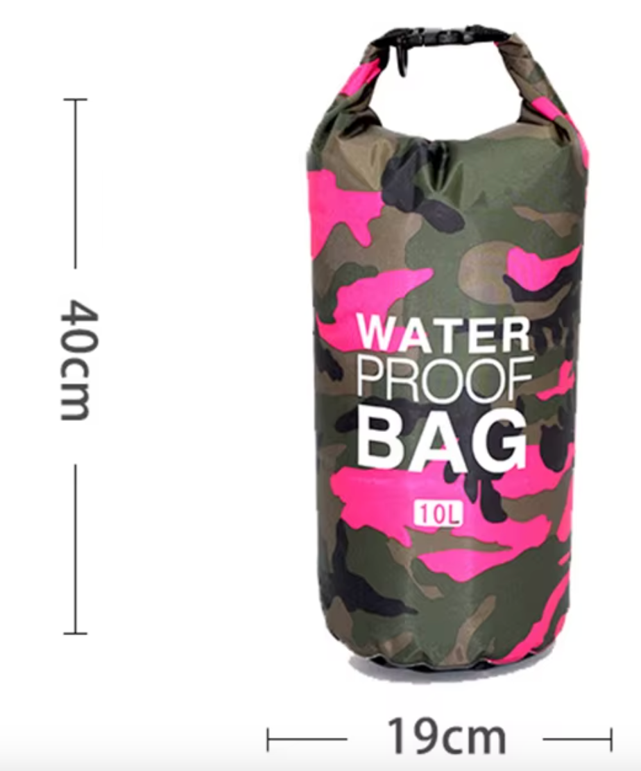 Camo Waterproof Dry Bag - 10L & 20L - Heavy Duty Storage Bag for Camping, Boating, Kayaking, SUP, 4x4, Off Road, Travel, Adventure