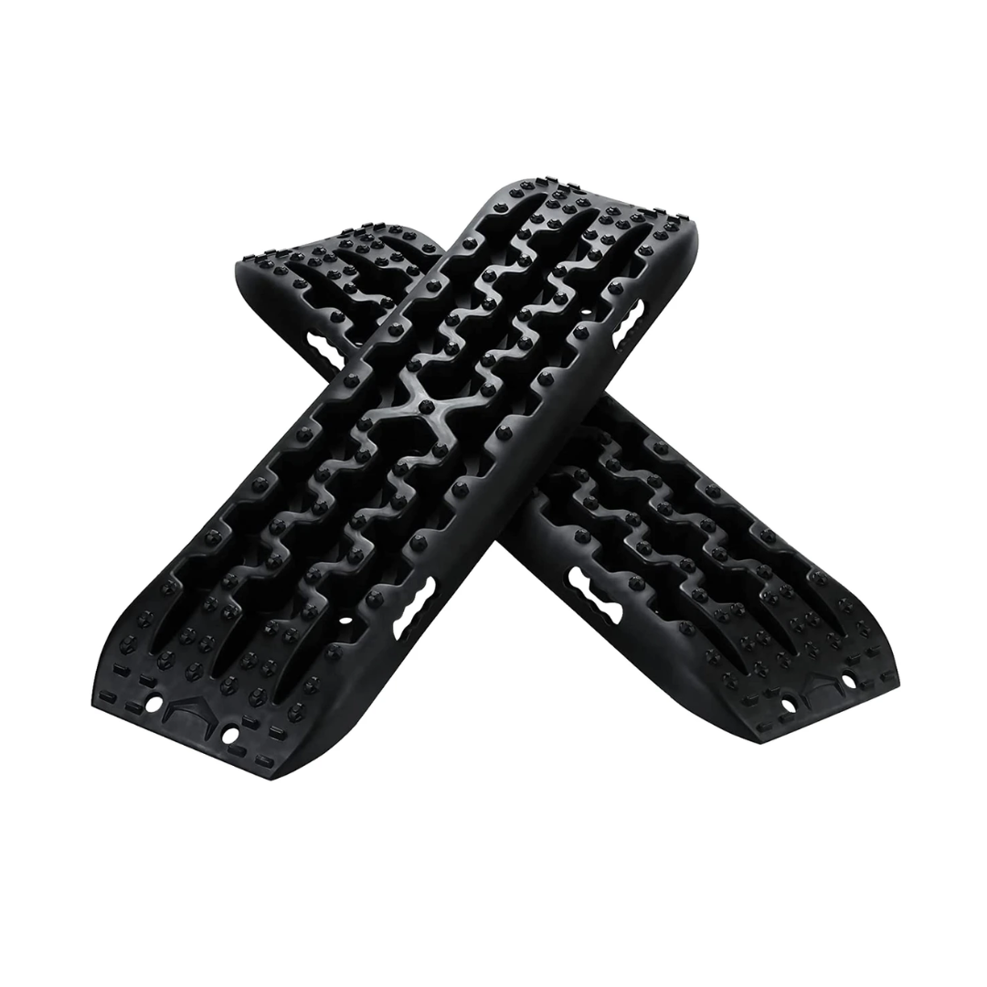 2x Black Recovery Traction Boards Sand Ladder Mud Snow Plastic Set Pair Kit 4x4