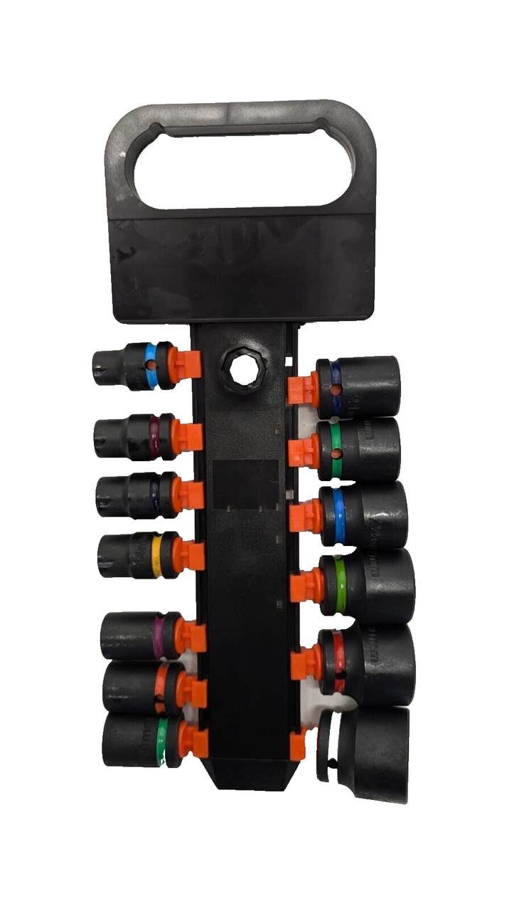 NEW 13pcs 1/2'' Short Impact Socket Set Black Coloured Silk Loop Carry Handle