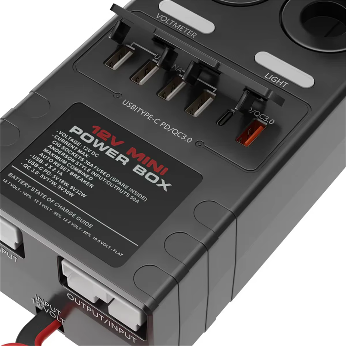 Mini Power Distribution Box 12V DC Battery Socket Anderson USB Camping RV 4x4