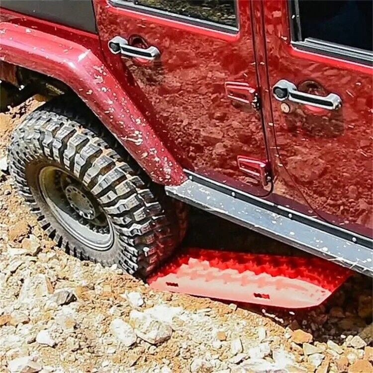 2x Red Recovery Traction Boards Sand Ladder Mud Snow Plastic Set Pair Kit 4x4