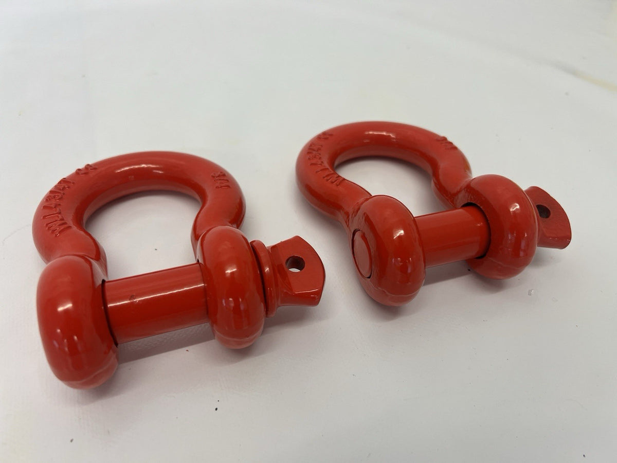 2x Lifting Bow Shackle Screw Pin 4.75T Towing Recovery 4 3/4T 4x4 Red PAIR 3/4”