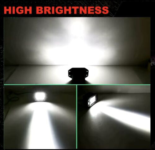 2x 5" 40w Flush Mount LED Pods Spot Flood Driving Work Lights 4x4 12v DC Pair