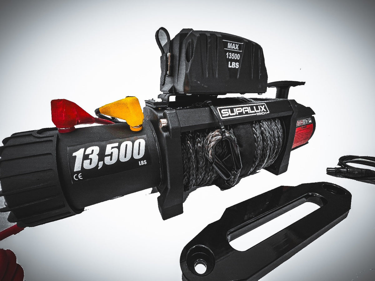SUPALUX 13500lb 12v Electric Recovery Winch Synthetic Rope IP67 6.5hp 4x4 NEW