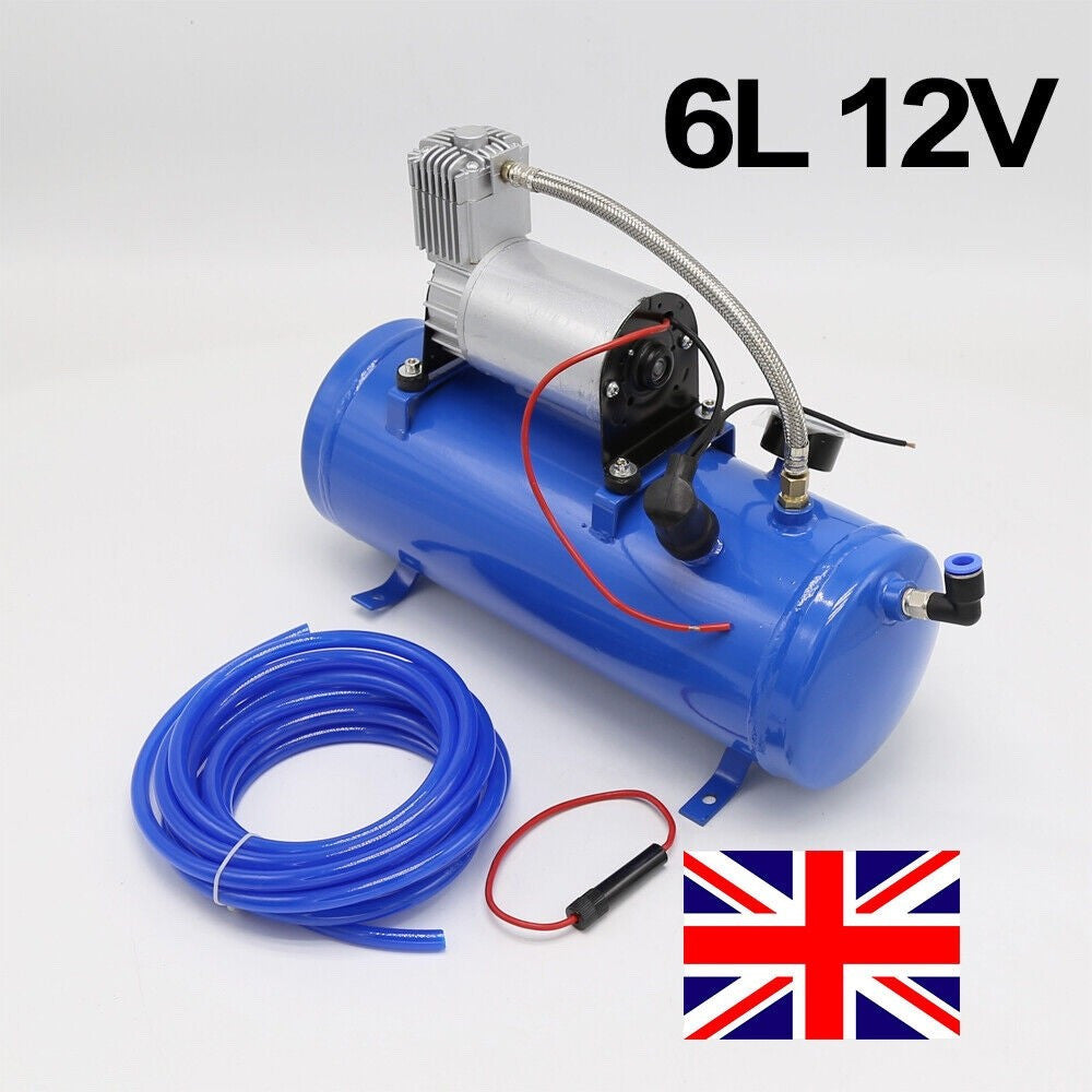 12V 6L Air Compressor 100Psi W/ 5M Hose - Air Horn Truck Boat Train Tyre Pick Up