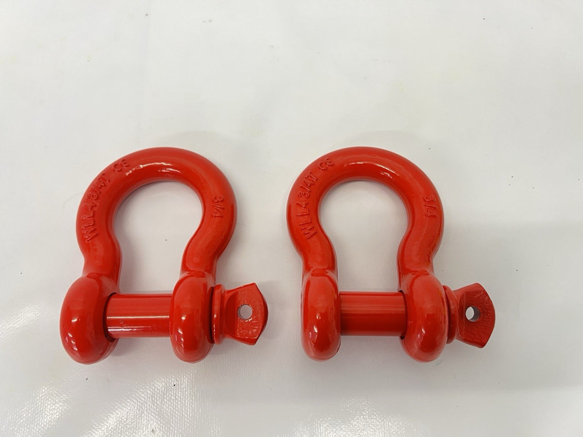 2x Lifting Bow Shackle Screw Pin 4.75T Towing Recovery 4 3/4T 4x4 Red PAIR 3/4”