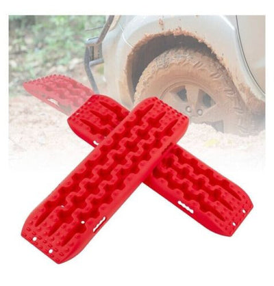 2x Red Recovery Traction Boards Sand Ladder Mud Snow Plastic Set Pair Kit 4x4