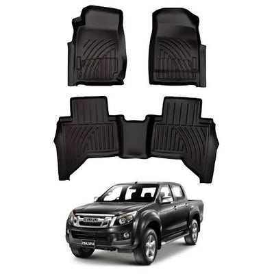 3D Custom Floor Mats TPE All Weather Car Liner For Isuzu D Max Mk2 Double Cab 2012+ (Manual & Automatic)
